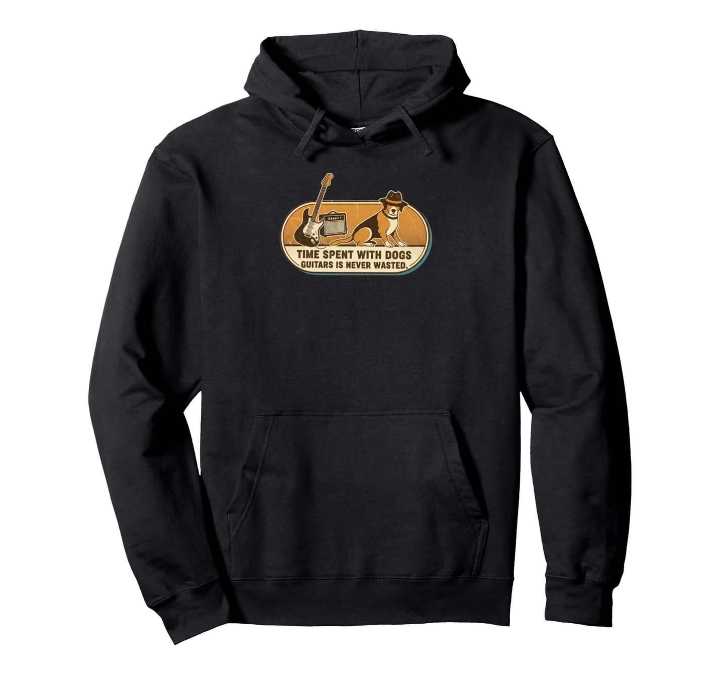 Time Spent Dogs Guitar Is Never Wasted Hoodie - Custom Art Print Unisex - T-Shirt, Sweatshirt, Hoodie