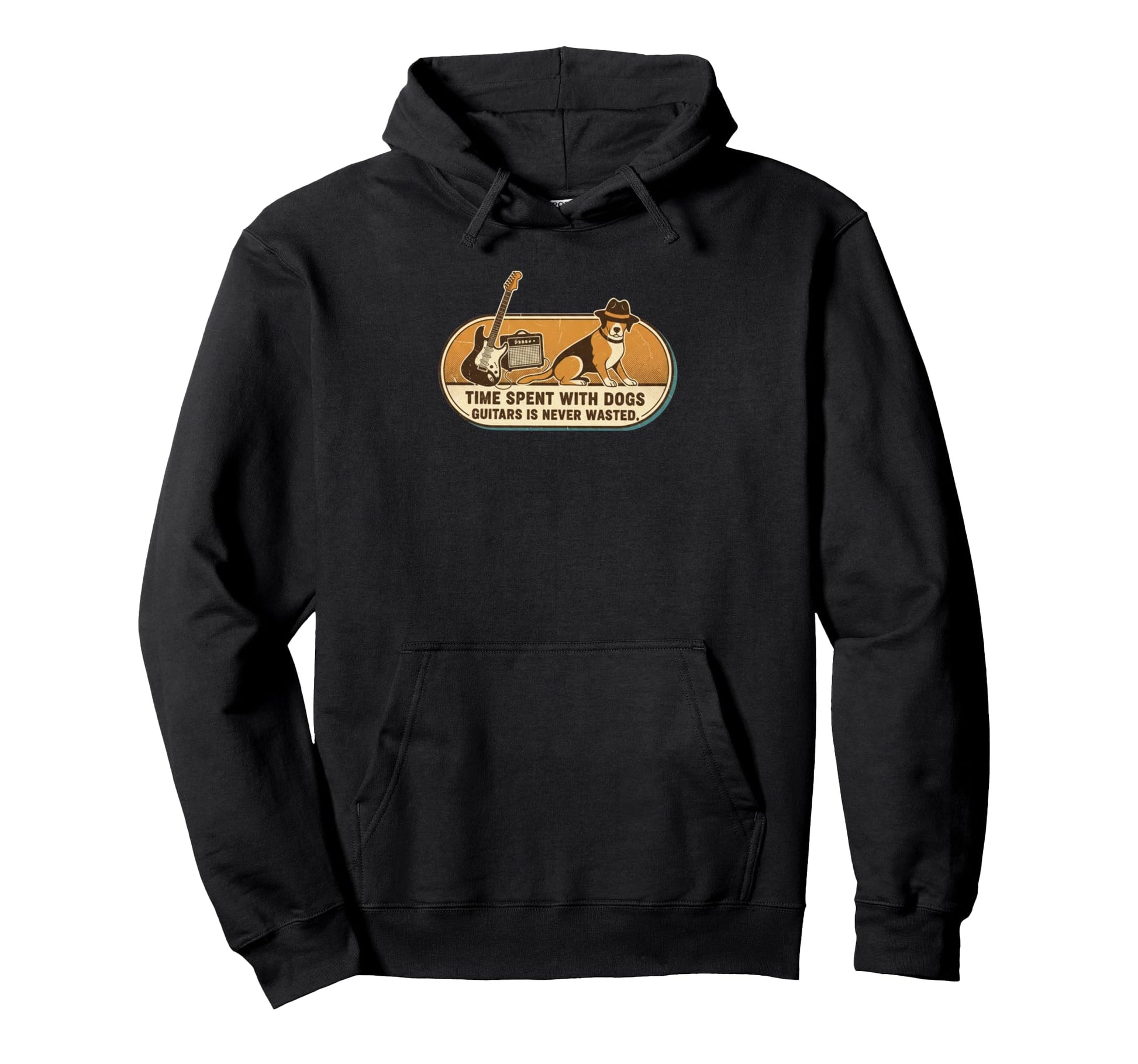 Time Spent Dogs Guitar Is Never Wasted Hoodie - Custom Art Print Unisex - T-Shirt, Sweatshirt, Hoodie
