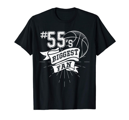 Biggest Fan Baseball Player Number 55 T-Shirt - Graphic Print for Adults - T-Shirt, Sweatshirt, Hoodie