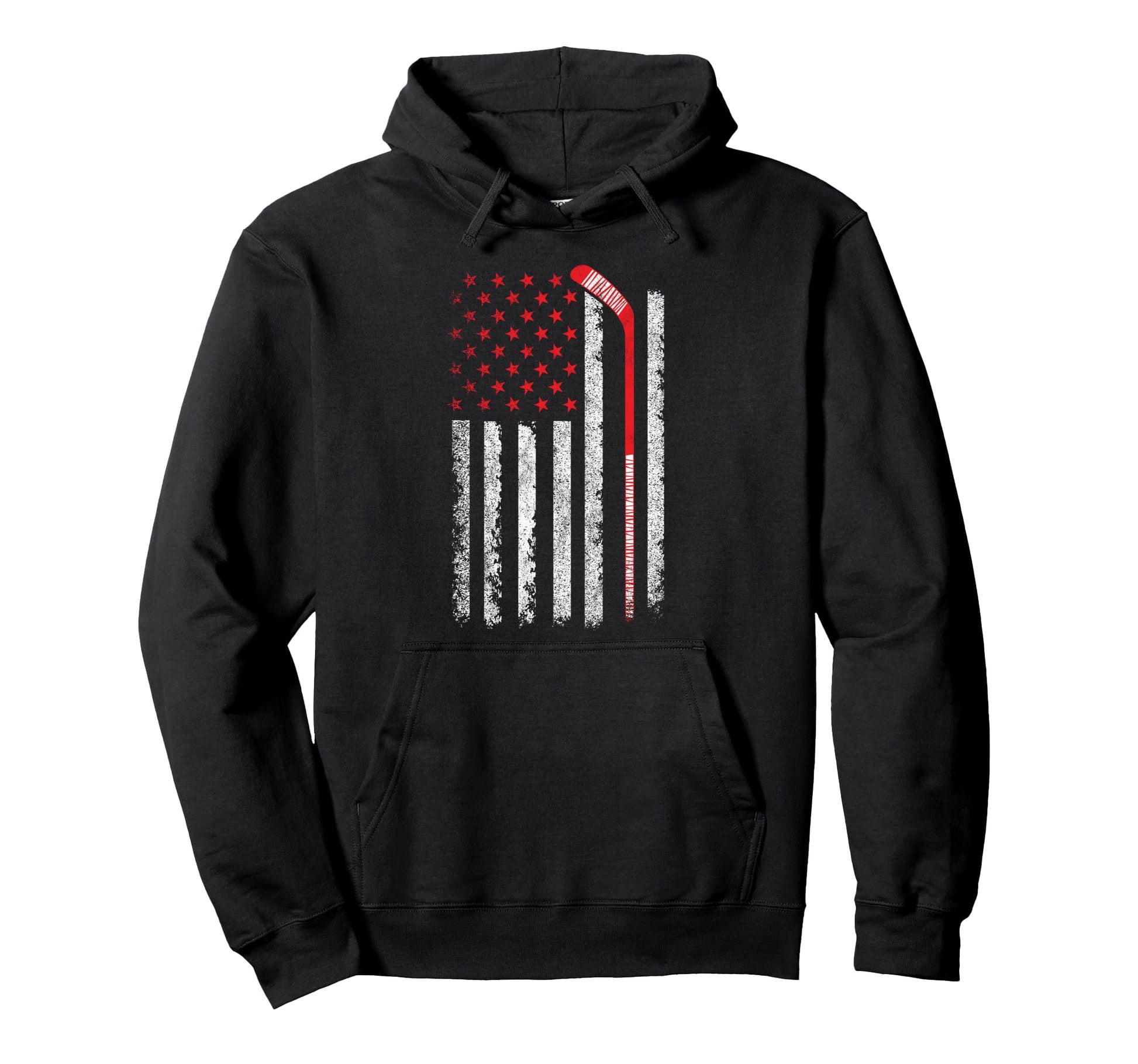 Patriotic American Flag Ice Hockey Hoodie - Minimalist Print for Adults - T-Shirt, Sweatshirt, Hoodie