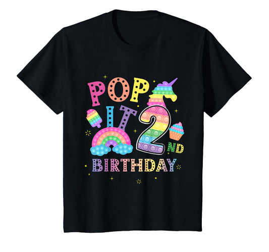 2Nd Birthday Pop 2 Year Popping Party T-Shirt - Minimalist Print Men Women - T-Shirt, Sweatshirt, Hoodie