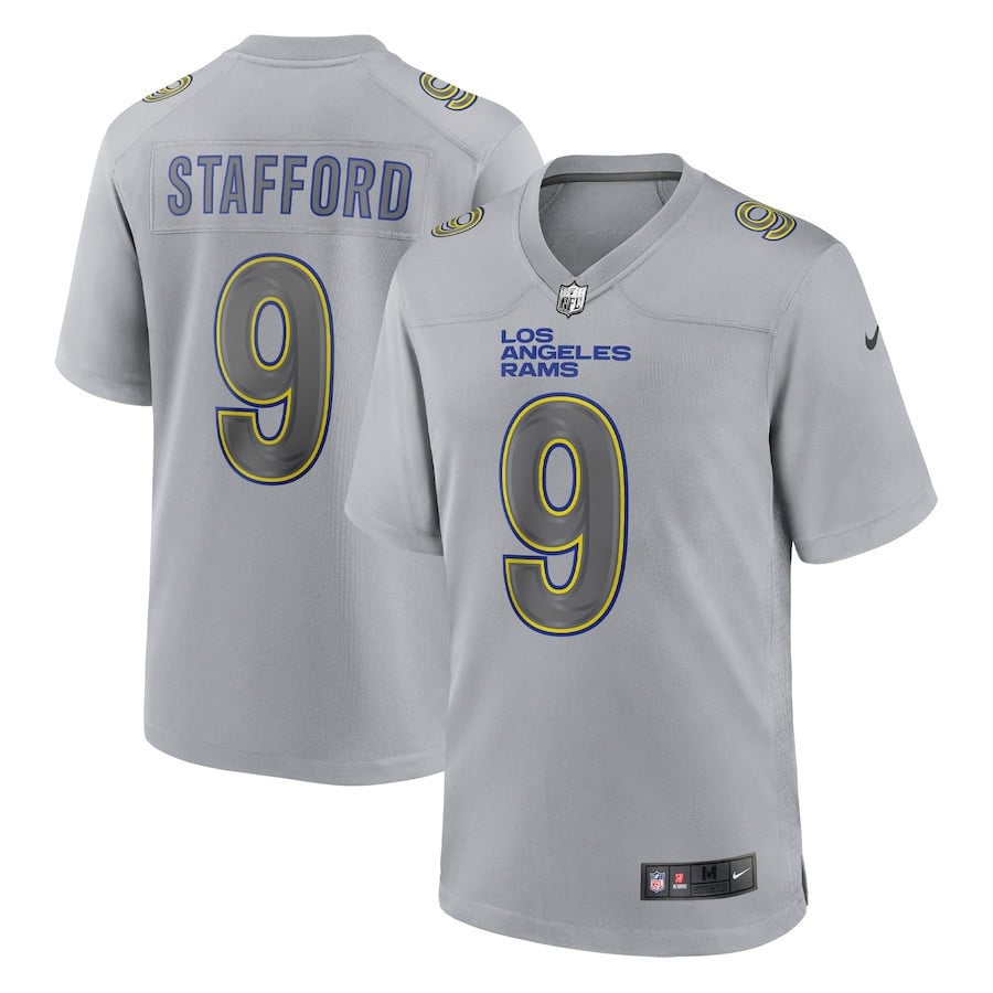 Matthew Stafford 9 Los Angeles Rams Atmosphere Fashion Game Jersey - Gray football jersey product view 1