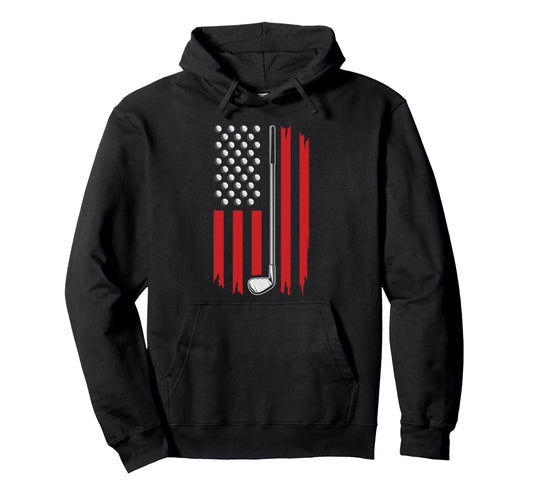 American Flag Golf Funny Golfer Usa Hoodie - Unique Graphic for Adults - T-Shirt, Sweatshirt, Hoodie