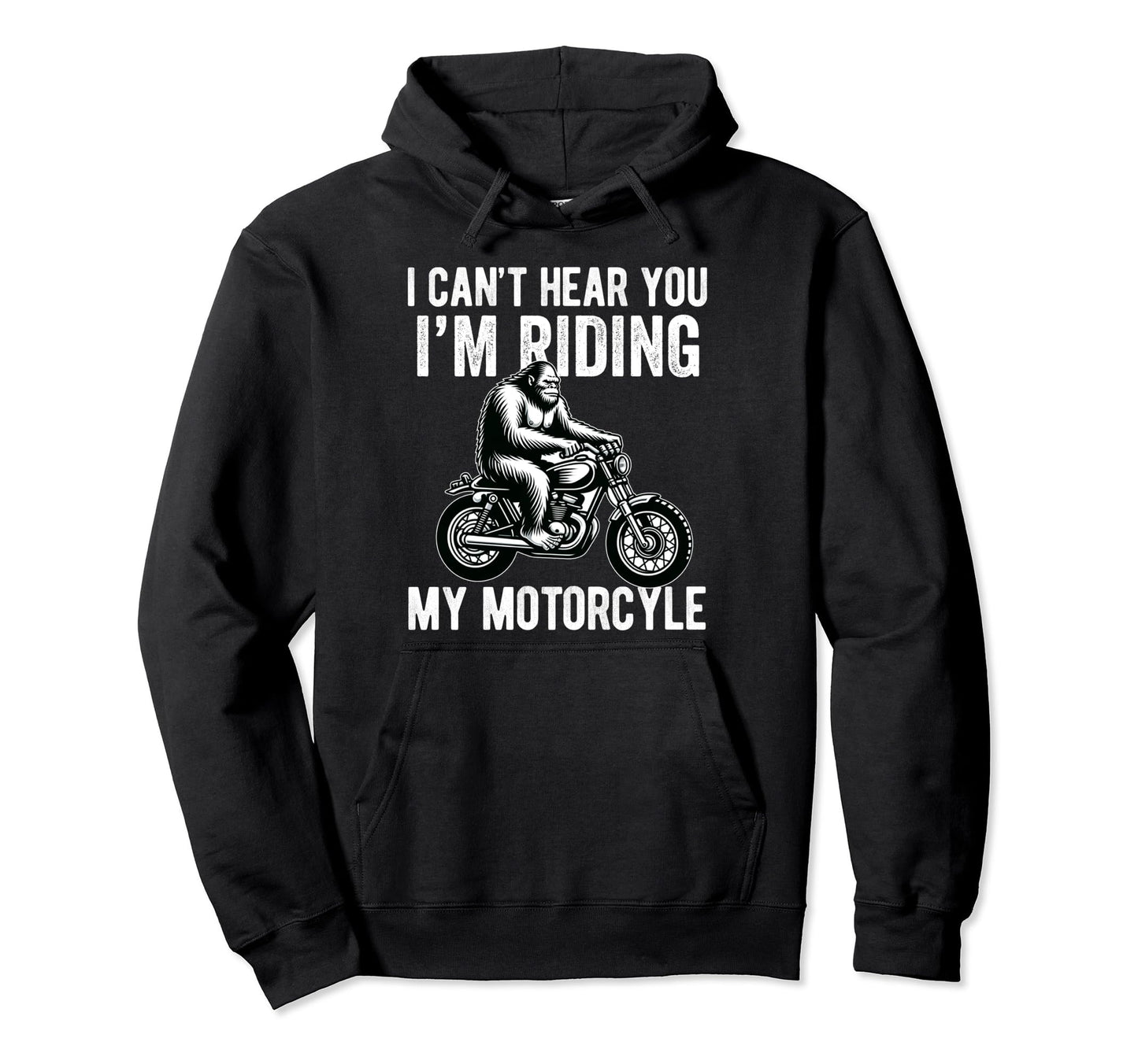 Motorcycle Bigfoot Sasquatch Dad Hoodie - Custom Art Print for Adults - T-Shirt, Sweatshirt, Hoodie