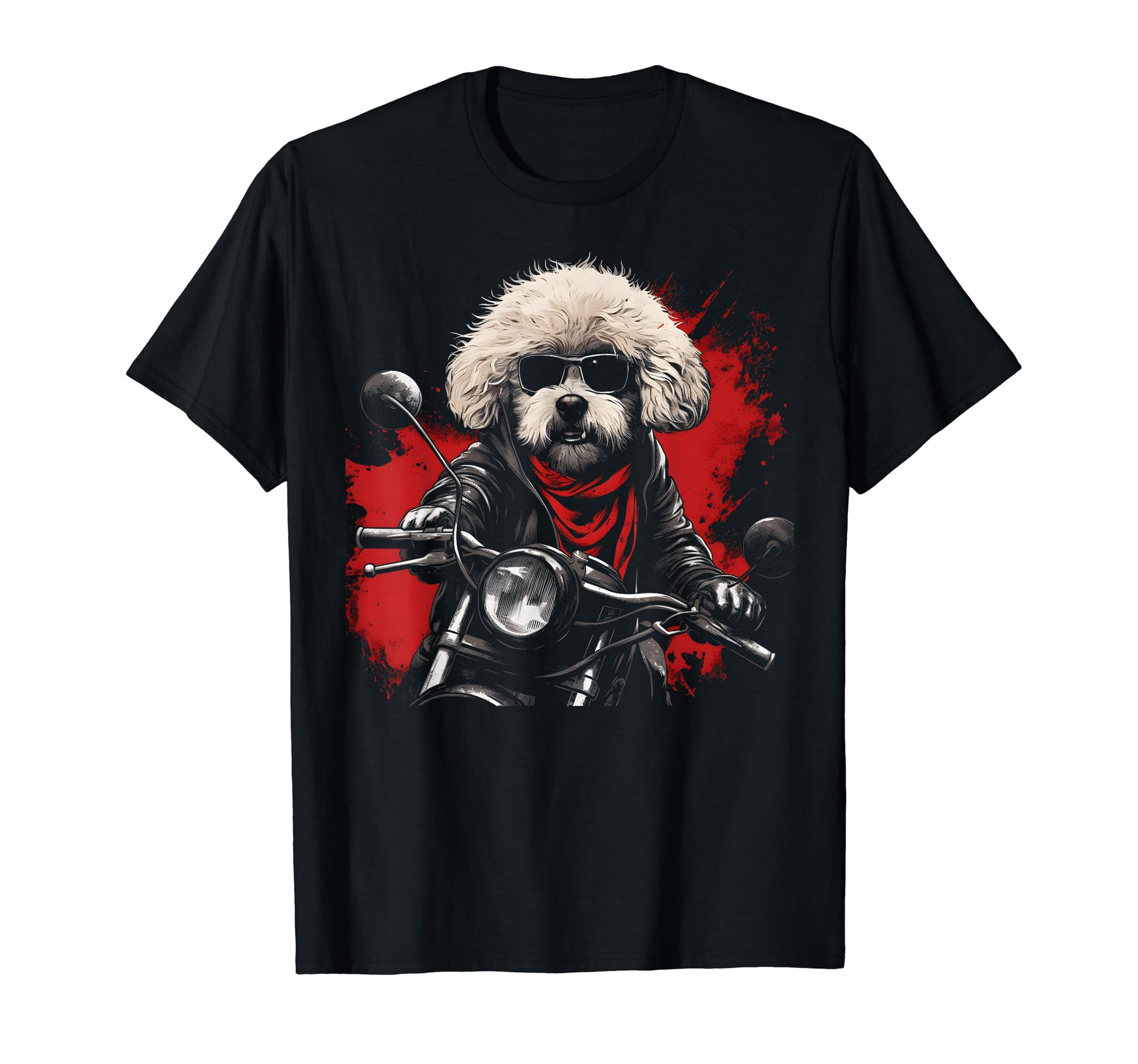 Motorcycle Dad Biker Dog Funny Bichon T-Shirt - Unique Graphic Men Women - T-Shirt, Sweatshirt, Hoodie