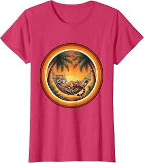 Tiger Lounging in Hammock Tropical Palm Design T-Shirt Unisex T-shirt, Sweatshirt, Hoodie, Long Sleeve Tee - T-Shirt, Sweatshirt, Hoodie