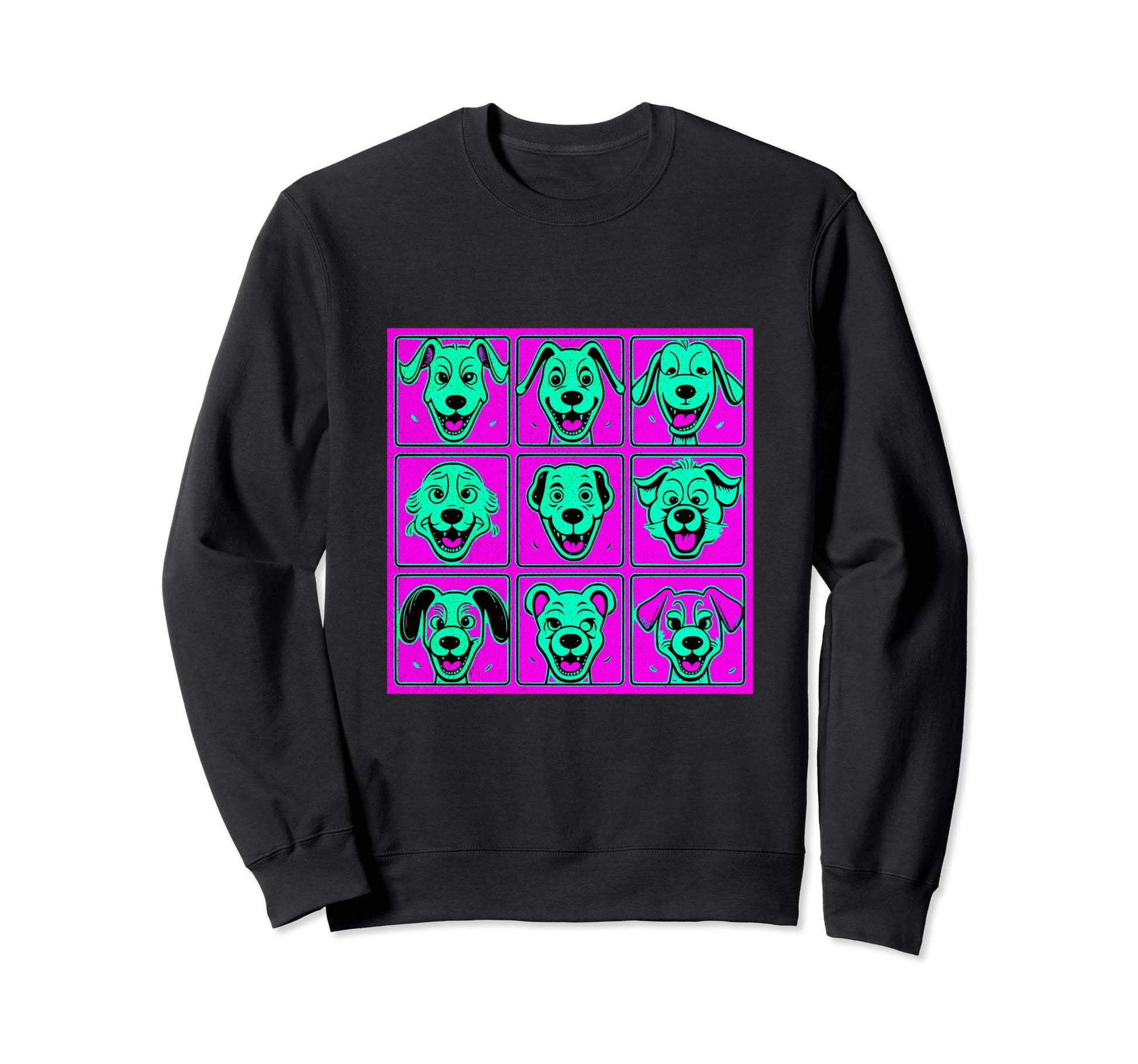 Pop Art Vibrant Dog Faces Colorful Sweatshirt - Trendy Graphic Men Women - T-Shirt, Sweatshirt, Hoodie