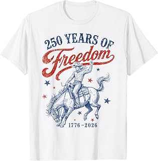 Western Rodeo Cowboy 250 Years of Freedom Patriotic July 4th T-Shirt Unisex T-shirt, Sweatshirt, Hoodie, Long Sleeve Tee - T-Shirt, Sweatshirt, Hoodie