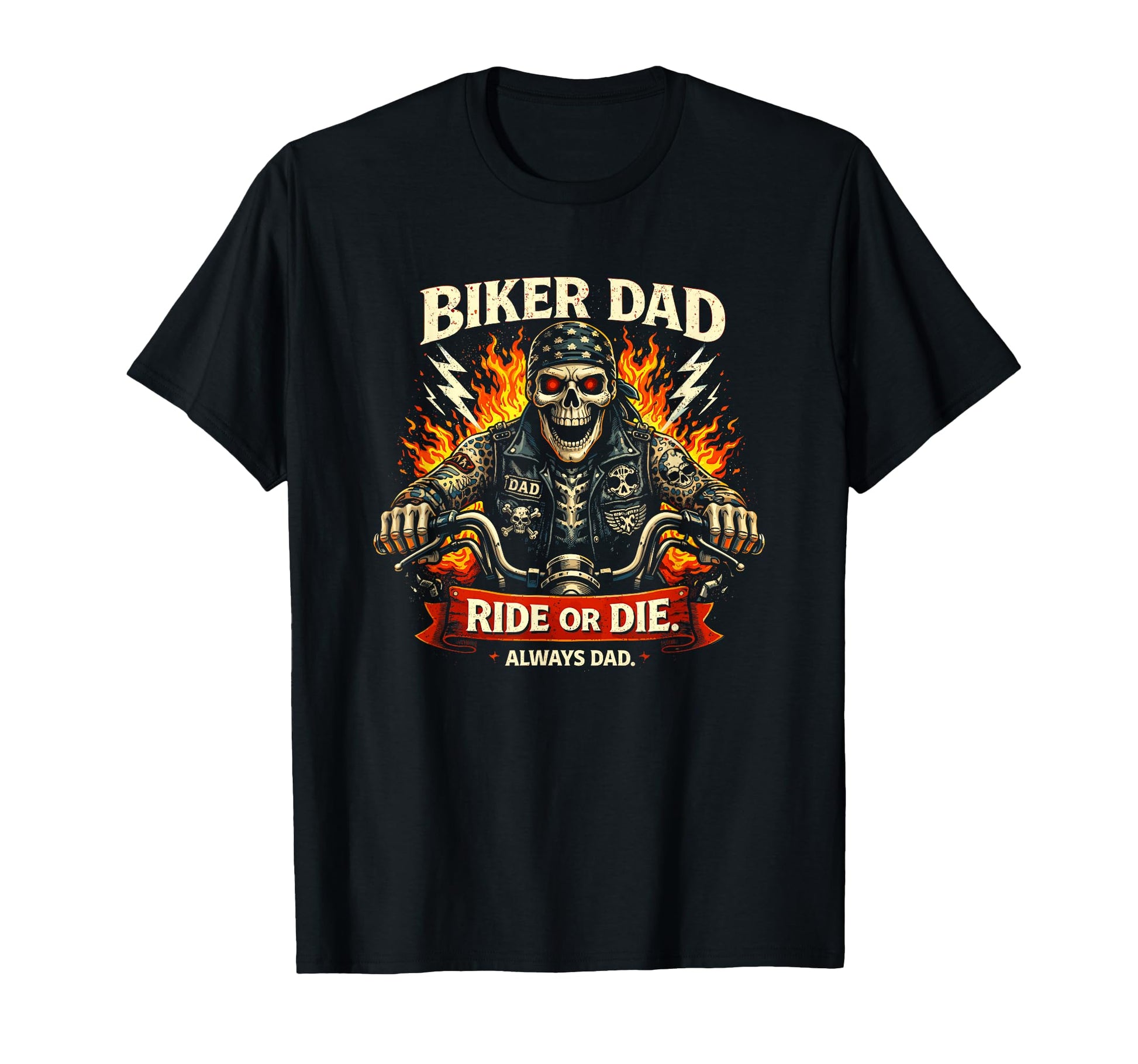 Biker Dad Ride Or Die Motorcycle Skull T-Shirt - Trendy Graphic Unisex - T-Shirt, Sweatshirt, Hoodie