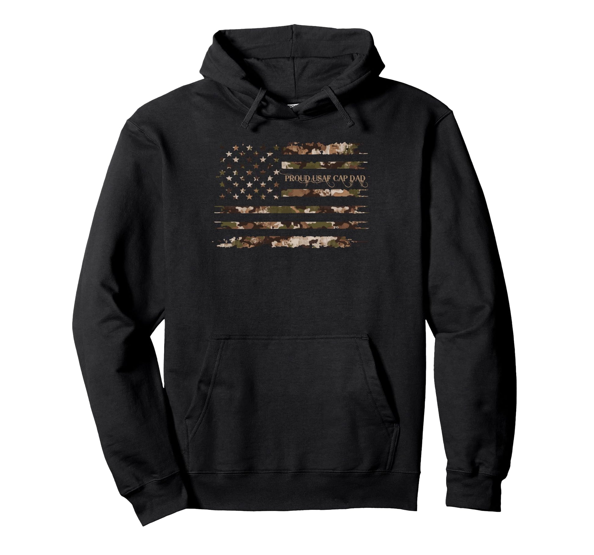Proud Usaf Cap Dad Military Family Camo Hoodie - Graphic Print Men Women - T-Shirt, Sweatshirt, Hoodie