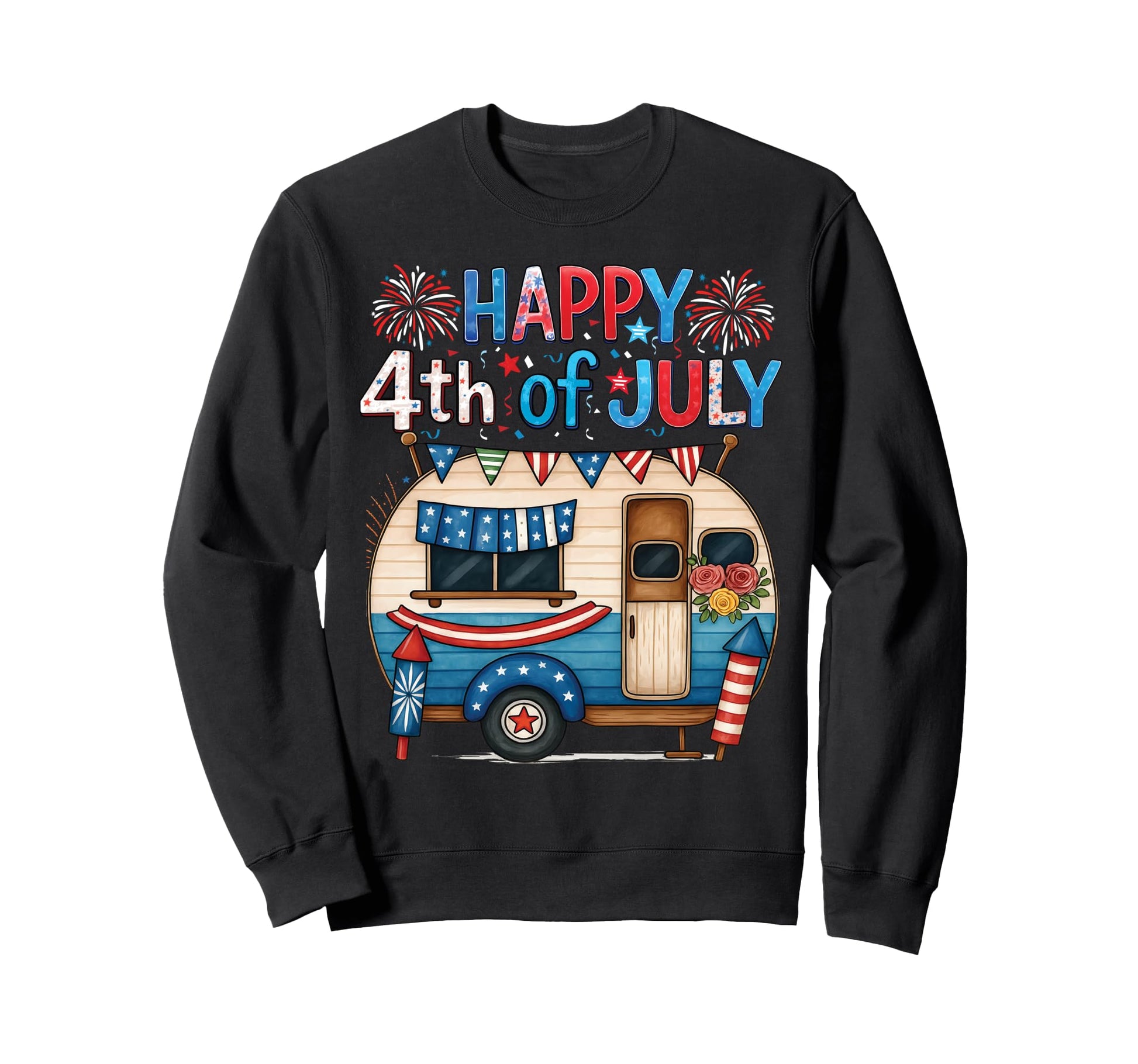 Patriotic Rv Camper American Sweatshirt - Fun Novelty Design Men Women - T-Shirt, Sweatshirt, Hoodie