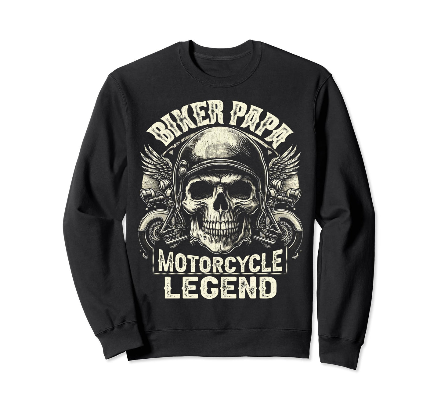 Biker Papa Motorcycle Lovers Dad Fathers Sweatshirt - Graphic Print Unisex - T-Shirt, Sweatshirt, Hoodie