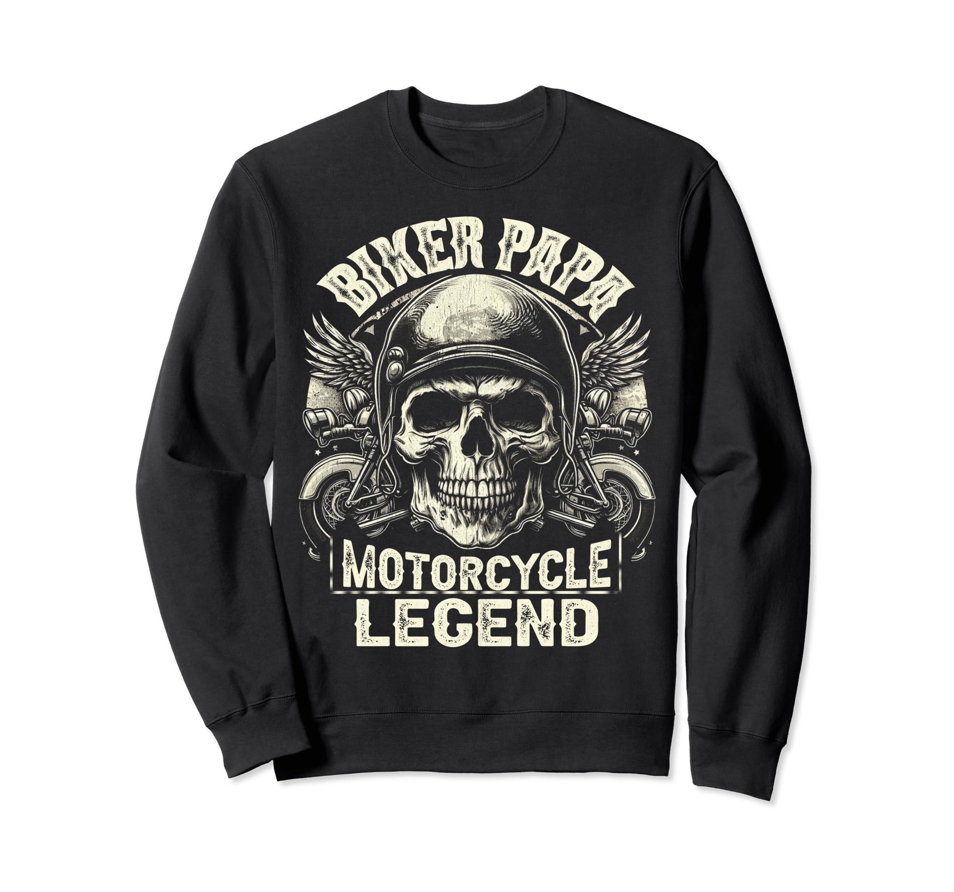 Biker Papa Motorcycle Lovers Dad Fathers Sweatshirt - Graphic Print Unisex - T-Shirt, Sweatshirt, Hoodie