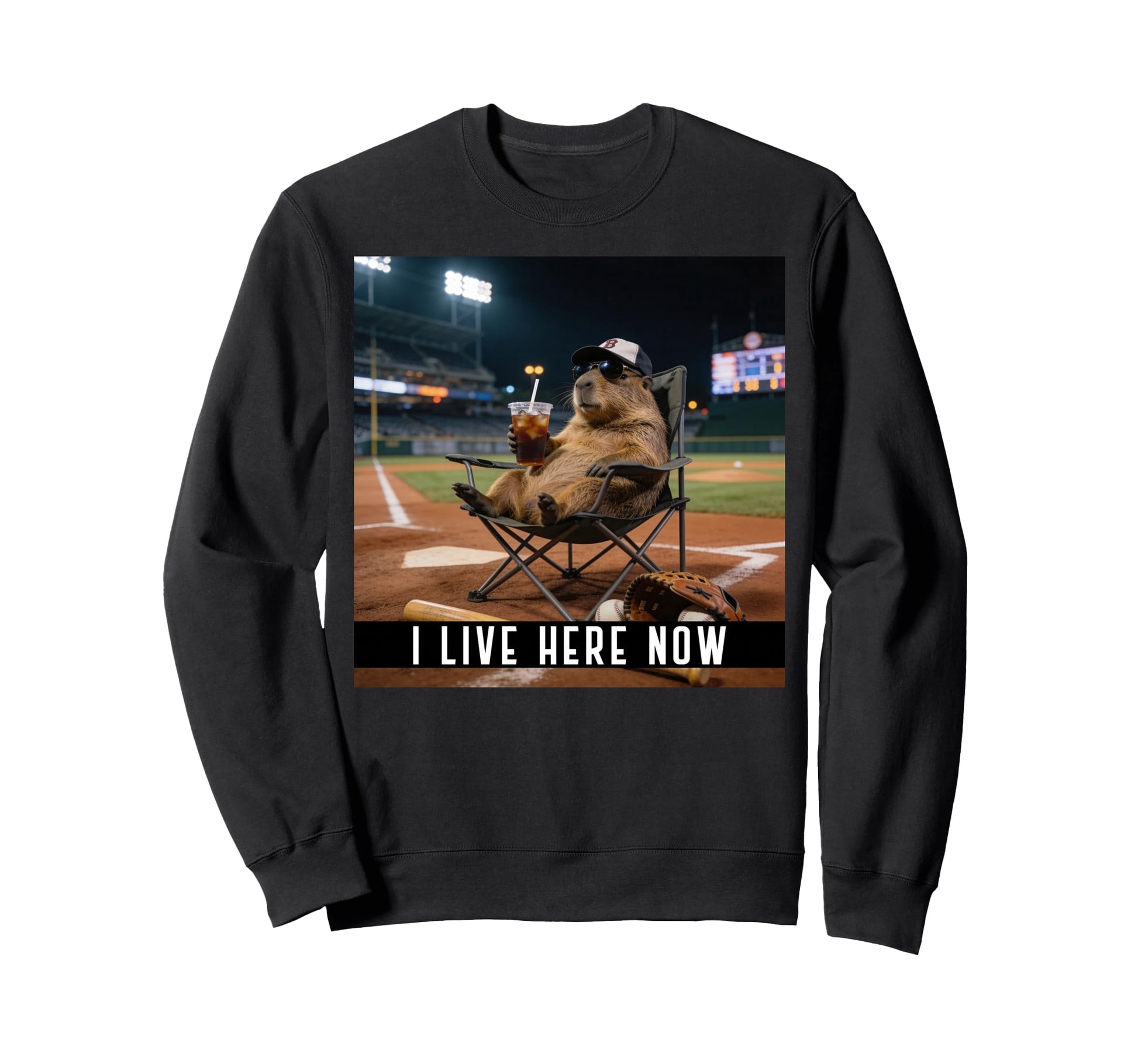 Funny Capybara Baseball Lovers Sweatshirt - Fun Novelty Design for Adults - T-Shirt, Sweatshirt, Hoodie