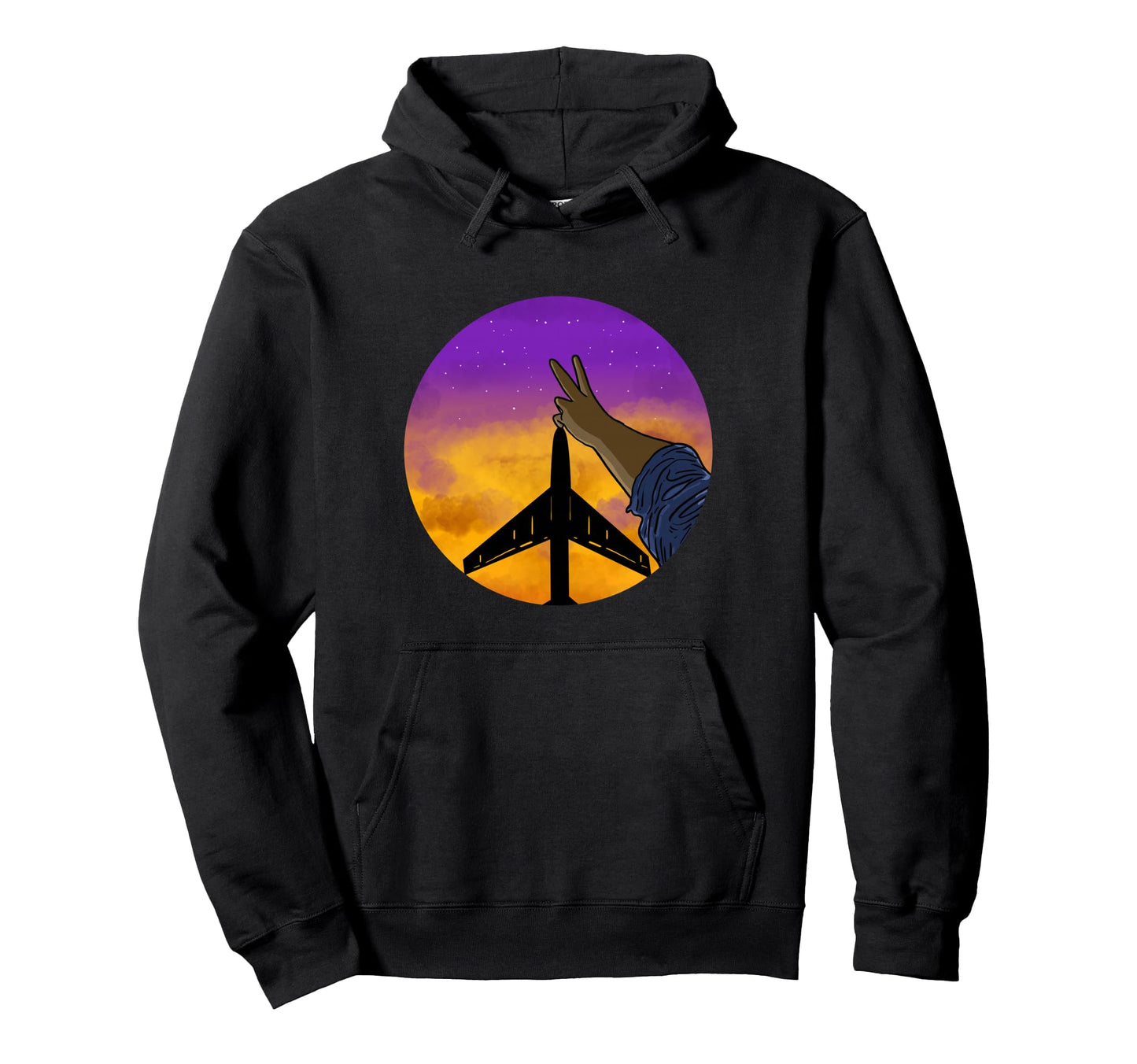 Airplane Sky Peace Sign Wanderlust Hoodie - Novelty Apparel Unisex - T-Shirt, Sweatshirt, Hoodie