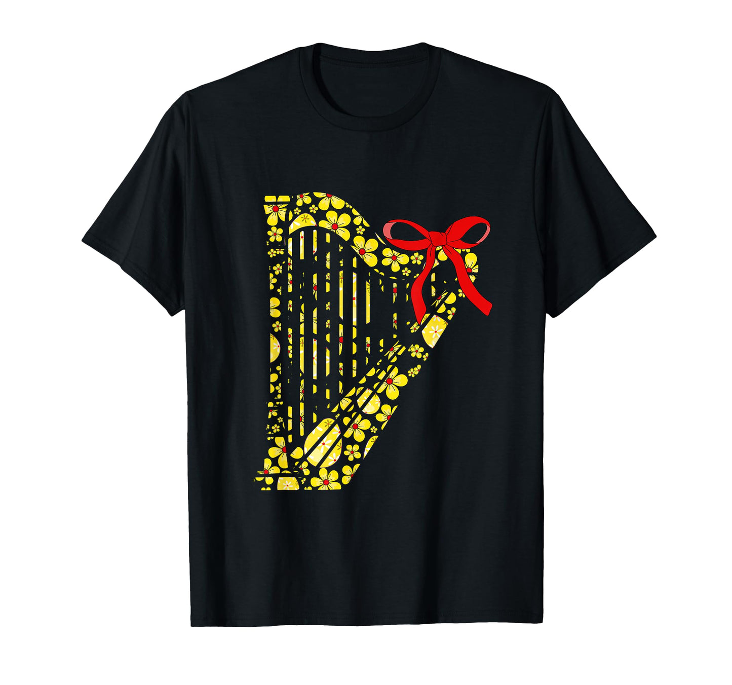 Easter Eggs Floral Harp Instrument Bow T-Shirt - Trendy Graphic for Adults - T-Shirt, Sweatshirt, Hoodie