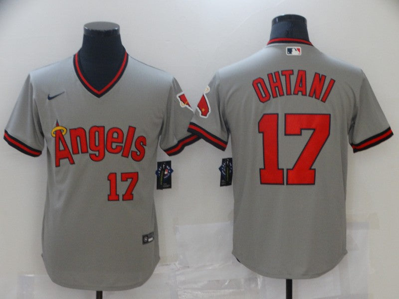Men's Los Angeles Angels Shohei Ohtani #17 MLB Gray Printed Baseball Jersey baseball jersey product view 1