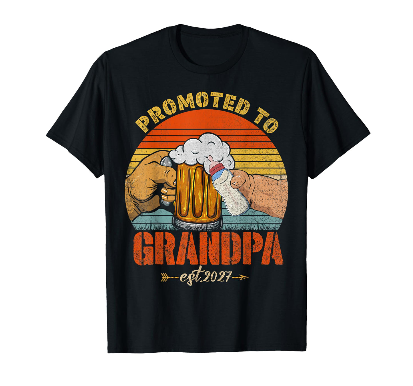 Promoted To Grandpa Est 2027 T-Shirt - Casual Everyday Wear for Adults - T-Shirt, Sweatshirt, Hoodie