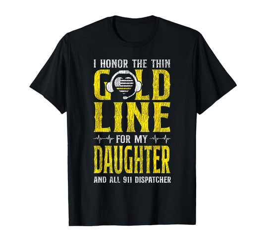 911 Dispatcher Thin Gold Yellow Line T-Shirt - Graphic Print for Adults - T-Shirt, Sweatshirt, Hoodie