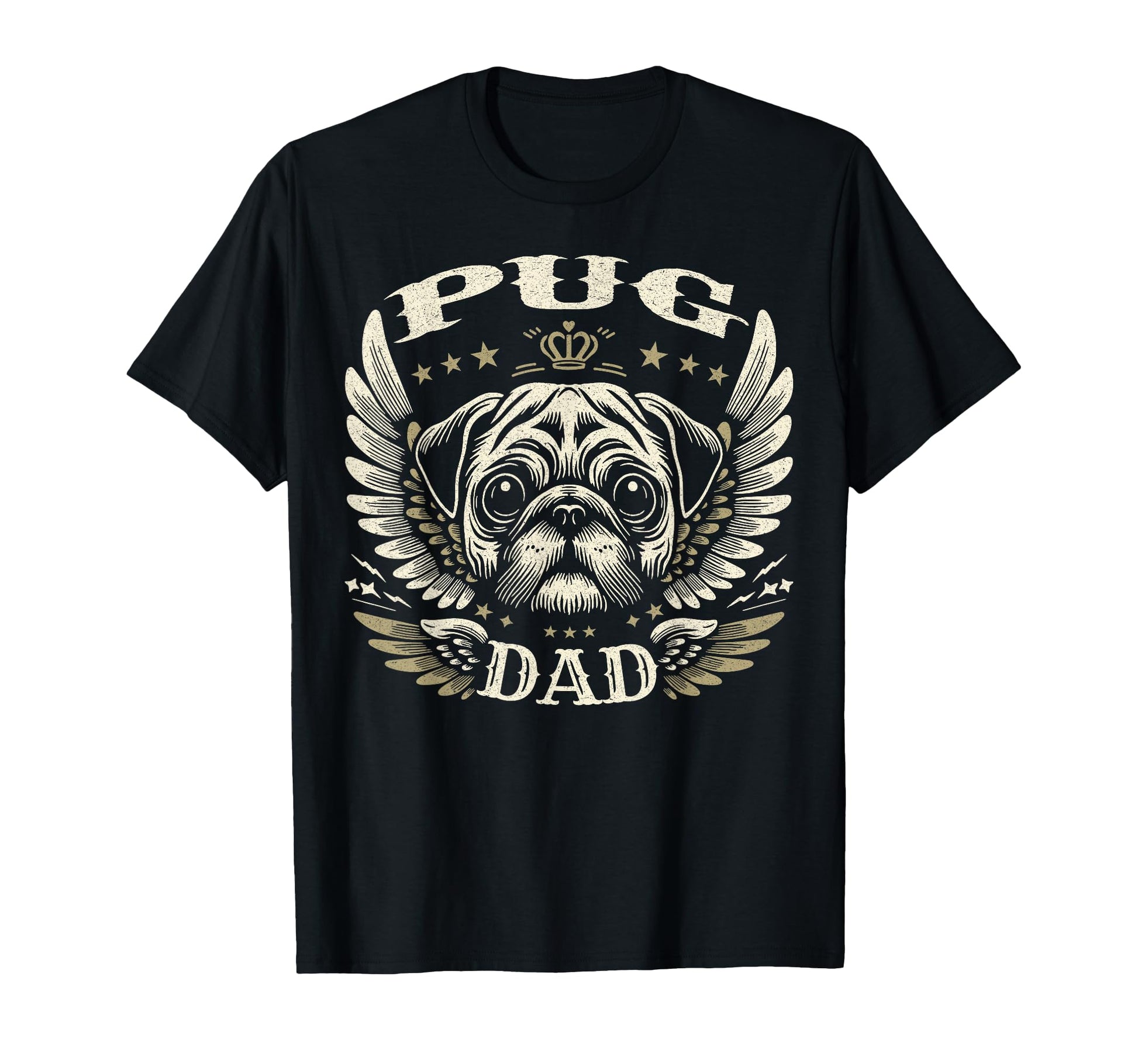 Pug Dad Biker Wings Motorcycle Lovers T-Shirt - Trendy Graphic for Adults - T-Shirt, Sweatshirt, Hoodie