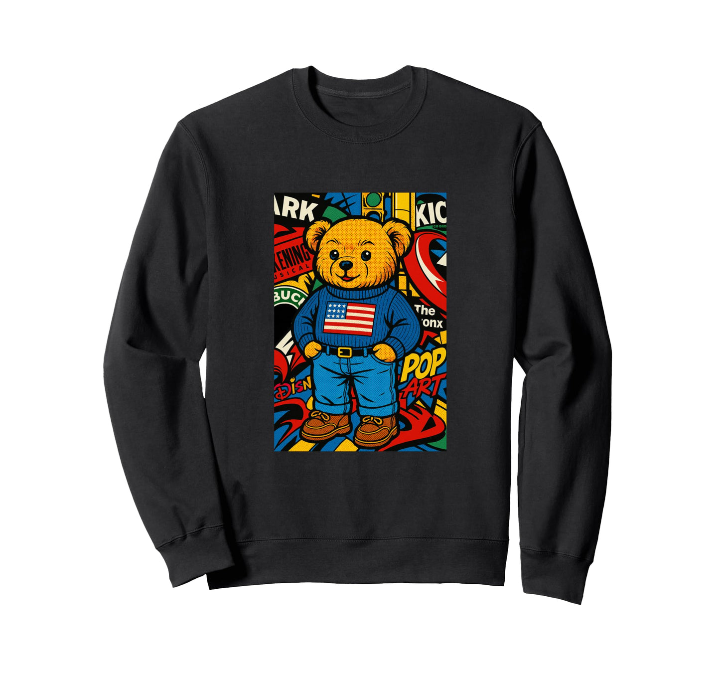 American Teddy Bear Comic Pop Art Sweatshirt - Trendy Graphic Unisex - T-Shirt, Sweatshirt, Hoodie