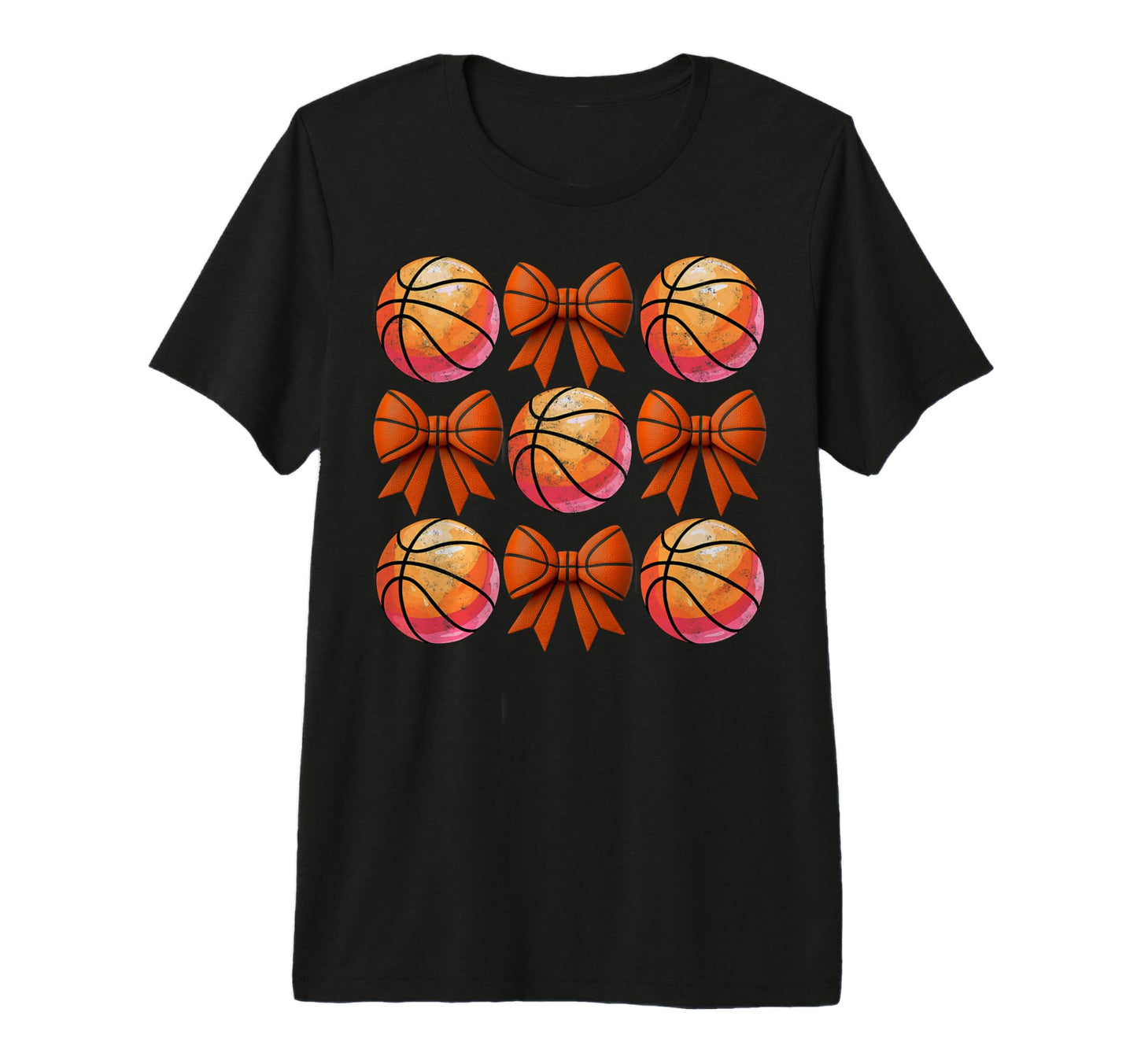Basketball Balls Ribbon Bows Player T-Shirt - Trendy Graphic for Adults - T-Shirt, Sweatshirt, Hoodie