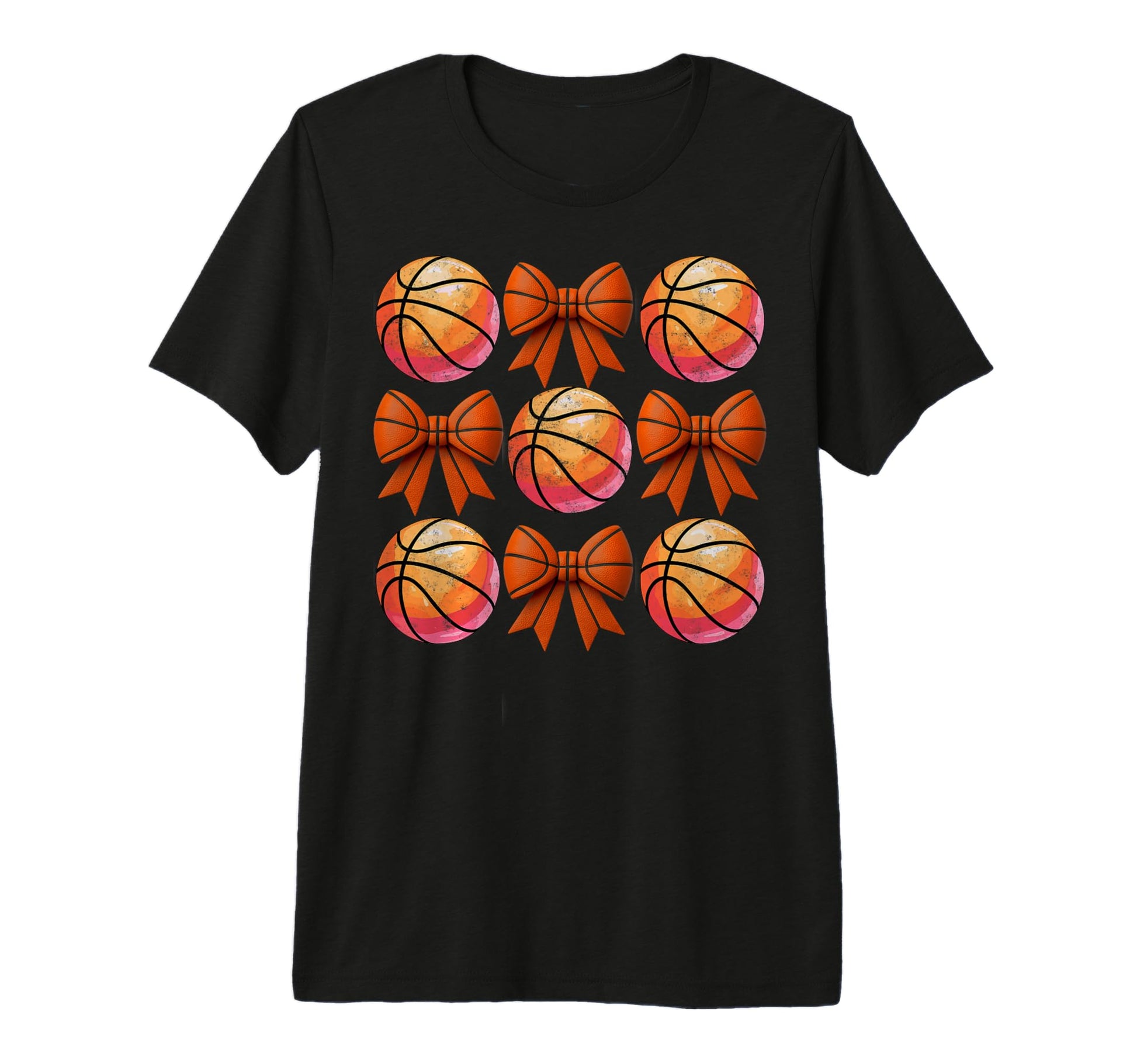 Basketball Balls Ribbon Bows Player T-Shirt - Trendy Graphic for Adults - T-Shirt, Sweatshirt, Hoodie