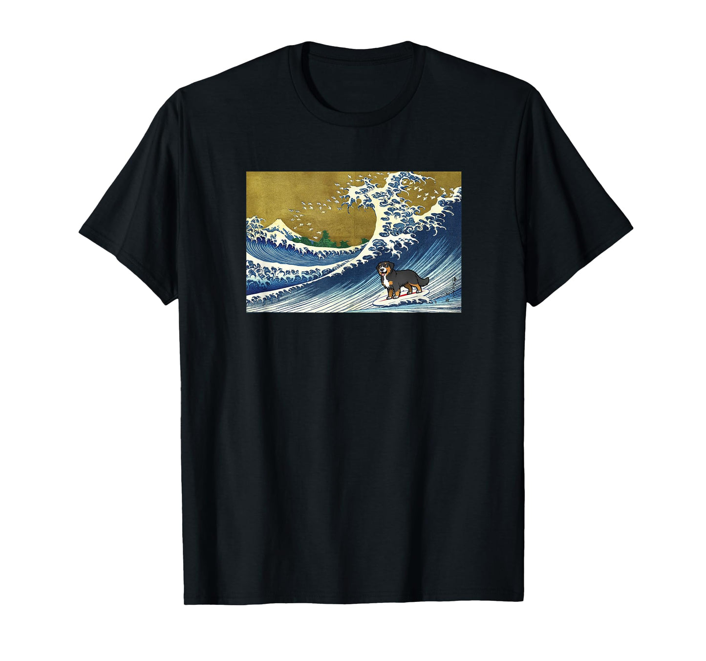 Surfing Wave Bernese Mountain Dog Lover T-Shirt - Custom Art Print Unisex - T-Shirt, Sweatshirt, Hoodie