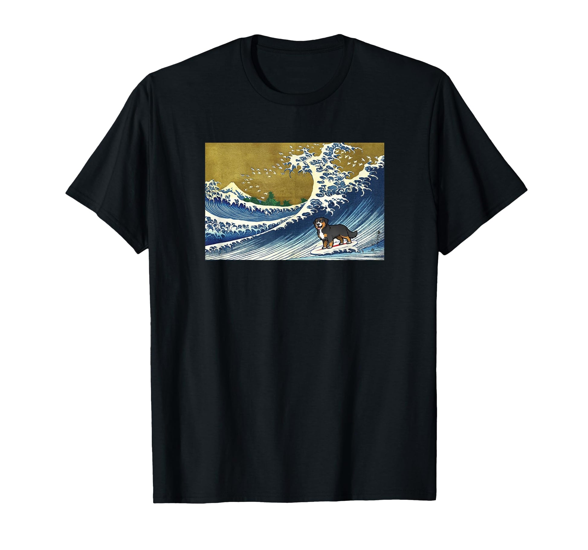 Surfing Wave Bernese Mountain Dog Lover T-Shirt - Custom Art Print Unisex - T-Shirt, Sweatshirt, Hoodie