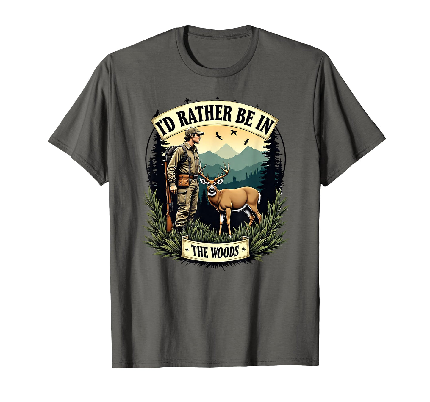 Outdoor Camping Hunting Dad Deer Buck T-Shirt - Graphic Print Men Women - T-Shirt, Sweatshirt, Hoodie