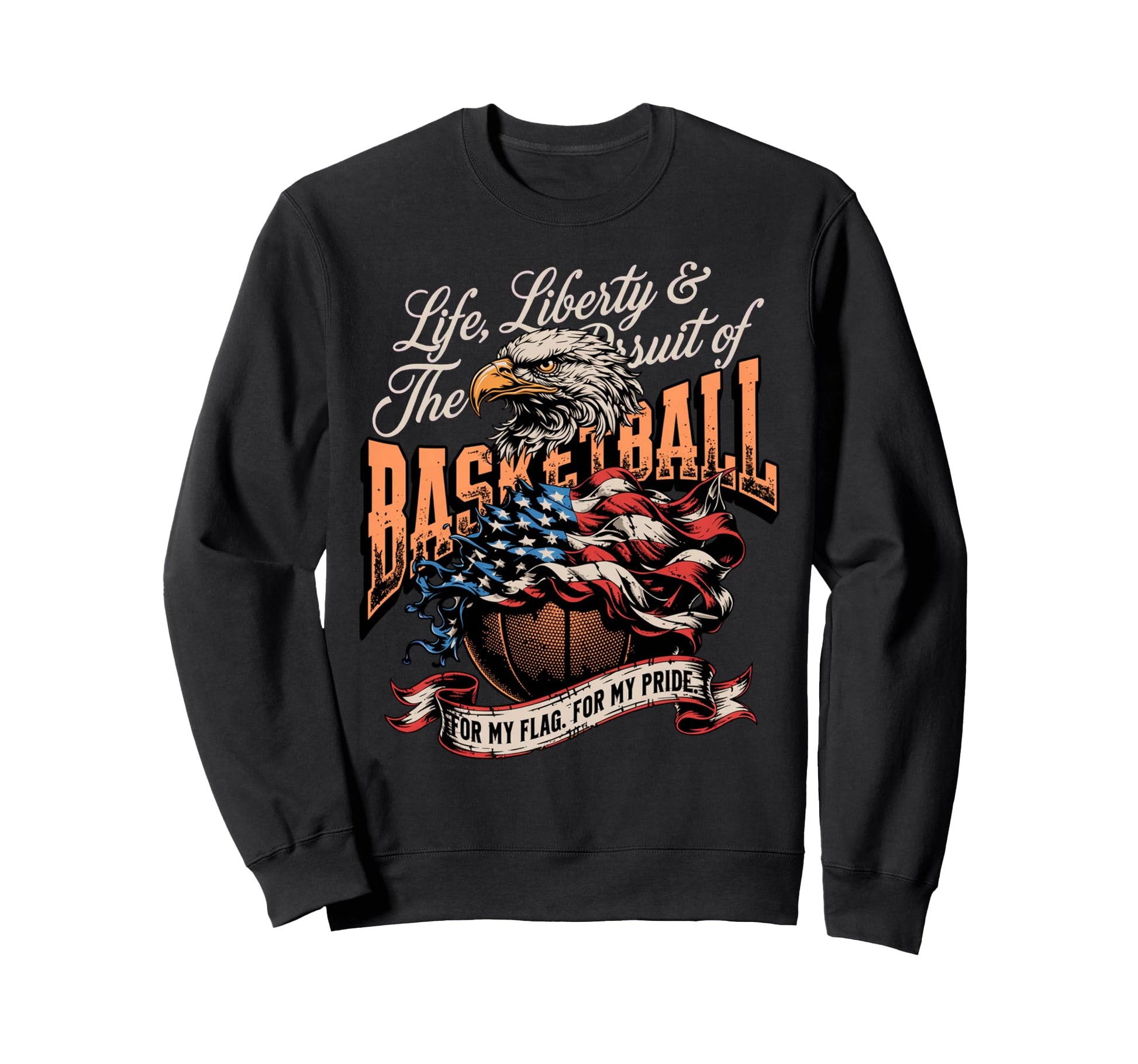 Proud Basketball American Flag Sweatshirt - Novelty Apparel Men Women - T-Shirt, Sweatshirt, Hoodie