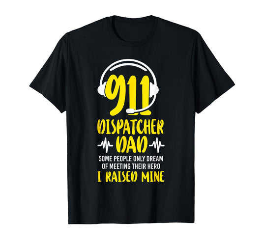 911 Dispatcher Thin Gold Yellow Line T-Shirt - Streetwear Style for Adults - T-Shirt, Sweatshirt, Hoodie
