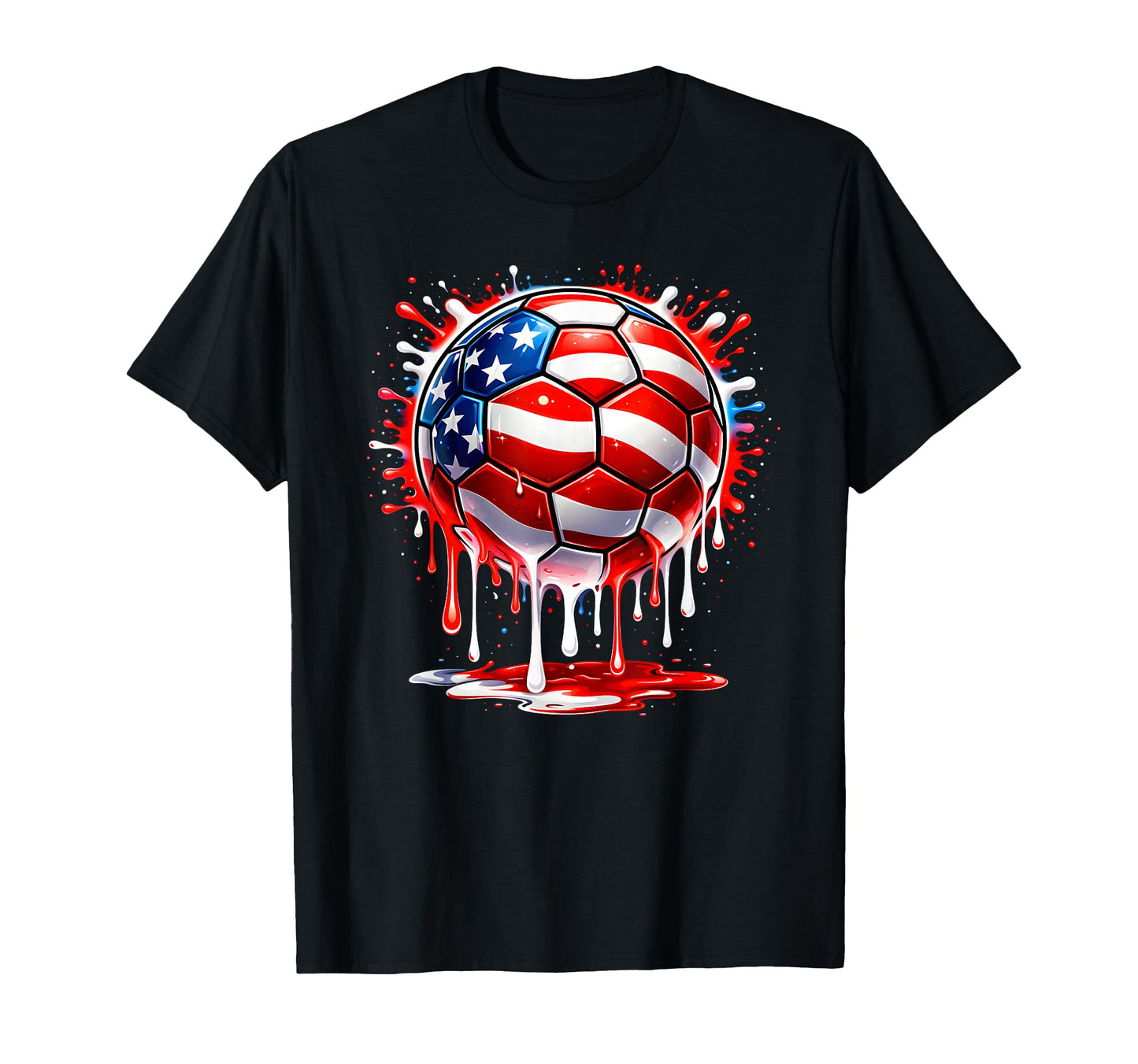 Soccer Drip American Flag 4Th July T-Shirt - Custom Art Print Men Women - T-Shirt, Sweatshirt, Hoodie