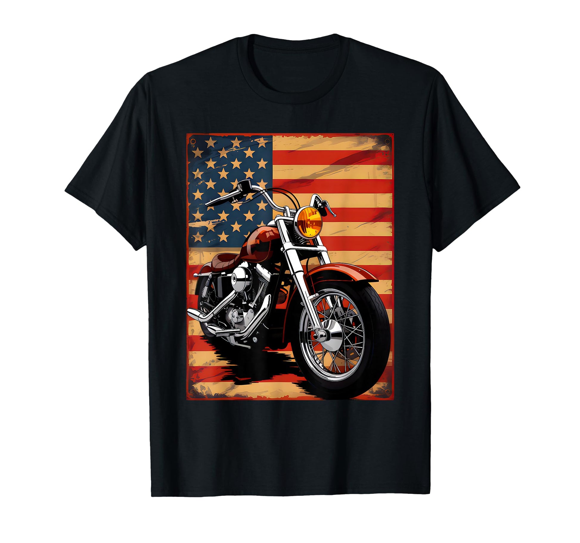 Motorcycle American Usa Flag Biker T-Shirt - Casual Everyday Wear Unisex - T-Shirt, Sweatshirt, Hoodie