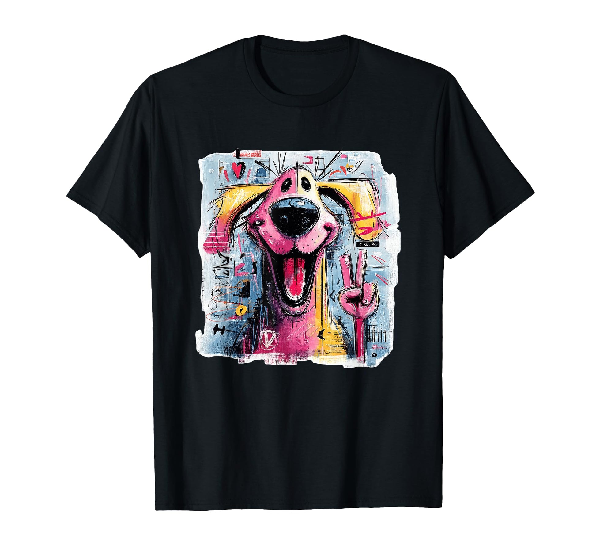 Funny Dog Peace Graffiti Pop T-Shirt - Casual Everyday Wear Unisex - T-Shirt, Sweatshirt, Hoodie