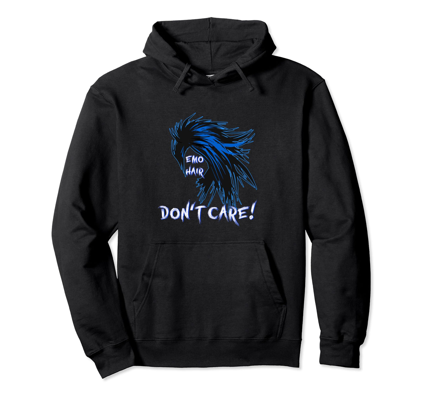 1990S 2000S Pop Emo Hair Dont Care Blue Hoodie - Streetwear Style Unisex - T-Shirt, Sweatshirt, Hoodie