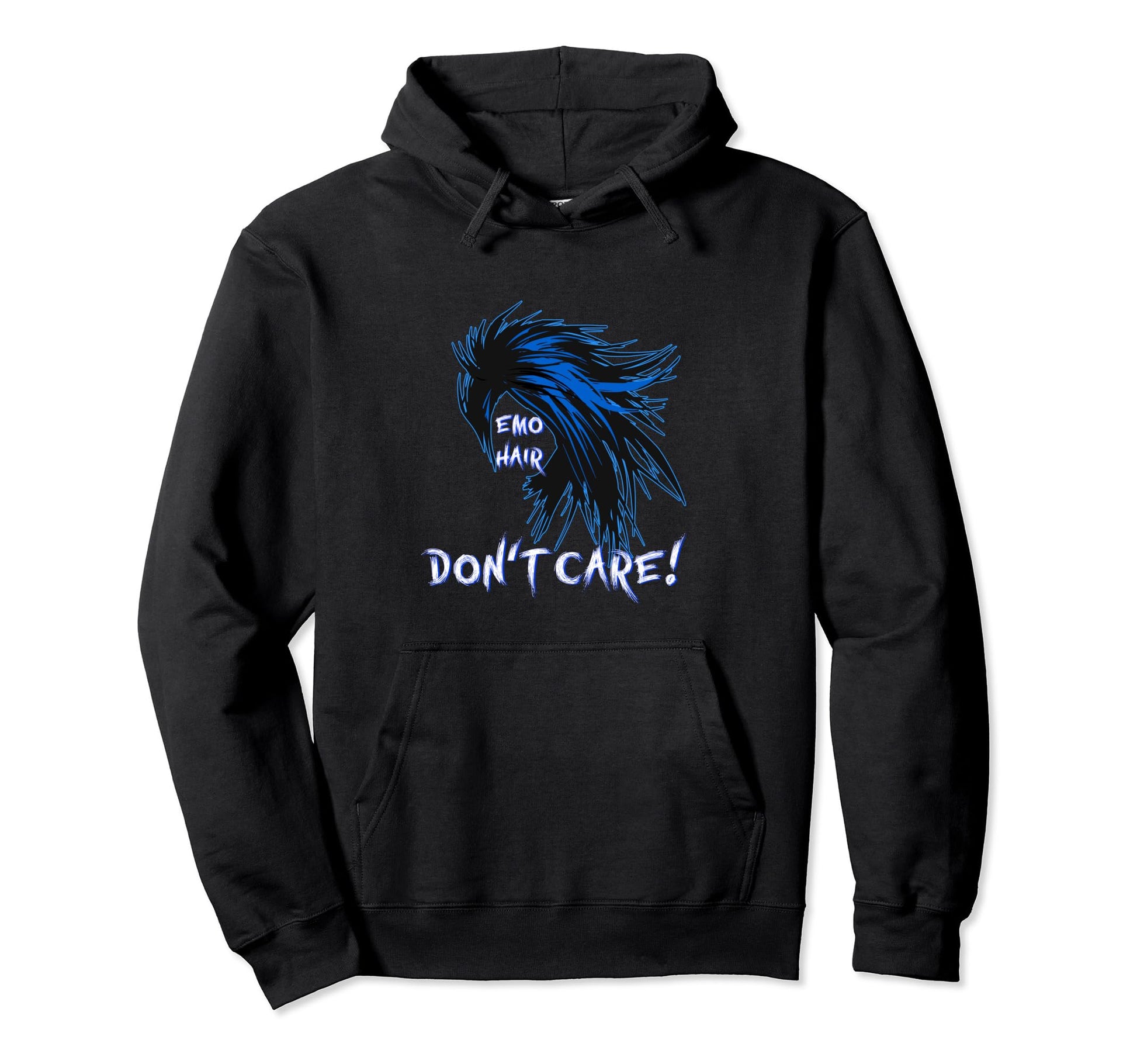 1990S 2000S Pop Emo Hair Dont Care Blue Hoodie - Streetwear Style Unisex - T-Shirt, Sweatshirt, Hoodie