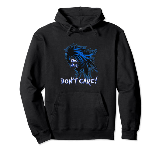 1990S 2000S Pop Emo Hair Dont Care Blue Hoodie - Streetwear Style Unisex - T-Shirt, Sweatshirt, Hoodie