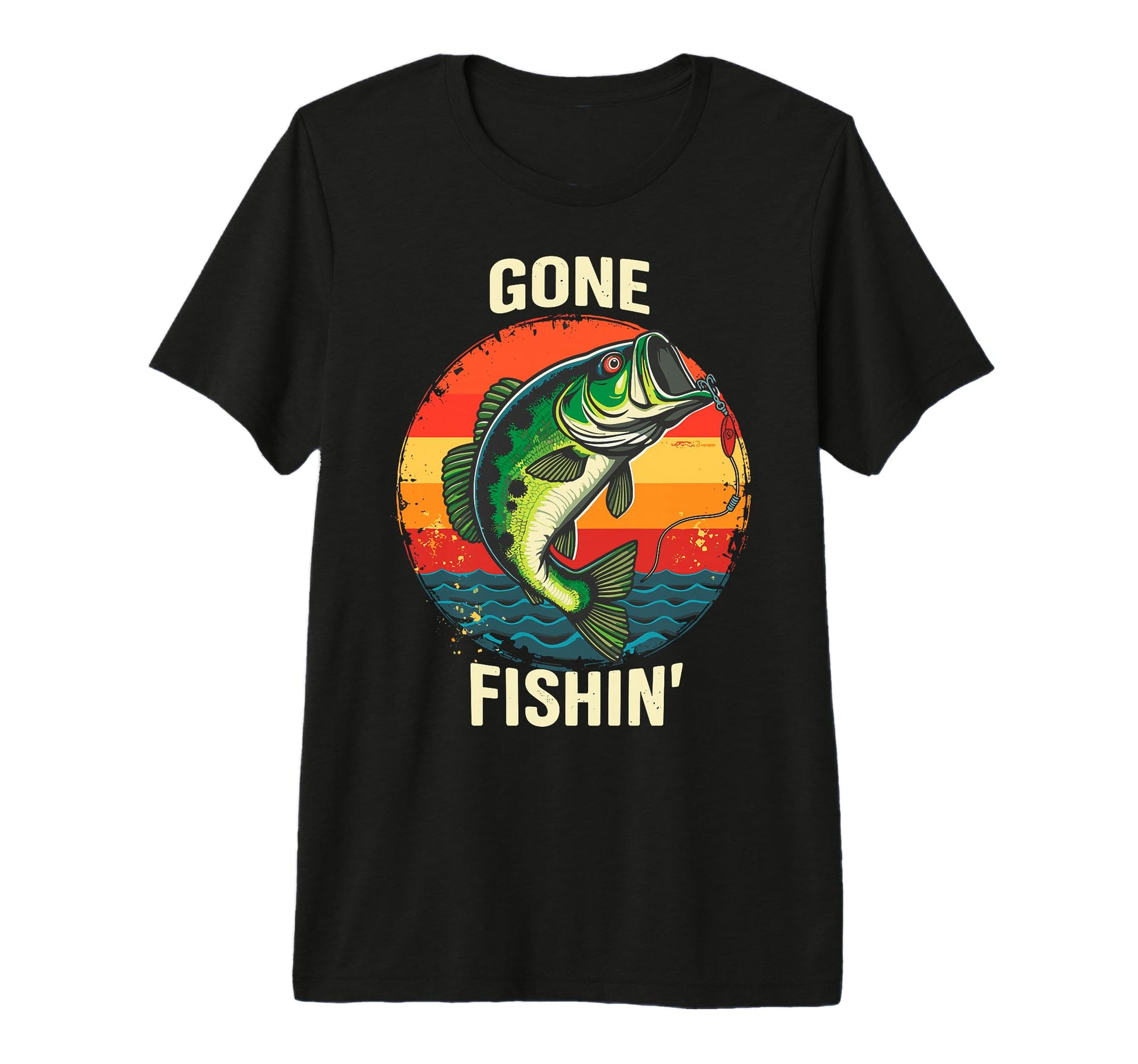 Bass Fisherman Gone Fishin Bass Fishing T-Shirt - Graphic Print Unisex - T-Shirt, Sweatshirt, Hoodie