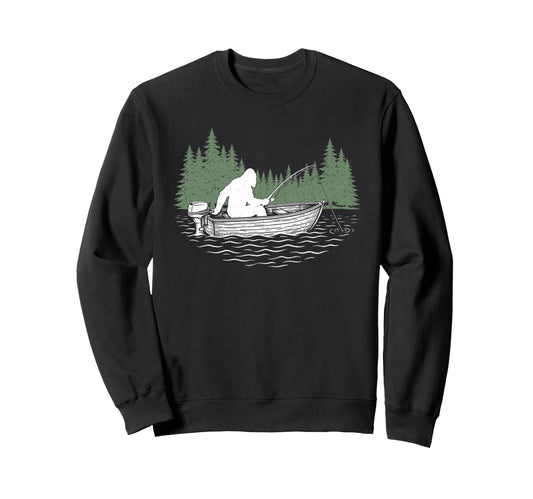 Bigfoot Sasquatch Fishing Dad Sweatshirt - Novelty Apparel for Adults - T-Shirt, Sweatshirt, Hoodie