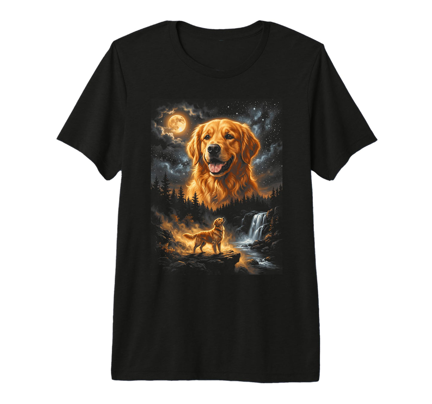 Golden Retriever Dog Mom Dad Moon T-Shirt - Minimalist Print Men Women - T-Shirt, Sweatshirt, Hoodie
