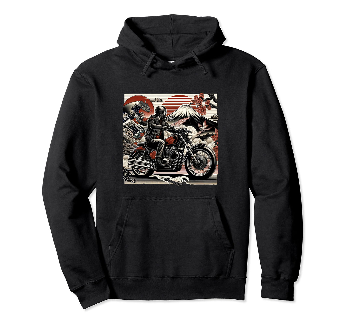 Japanese Inspired Biker Dad Hoodie - Fun Novelty Design Men Women - T-Shirt, Sweatshirt, Hoodie