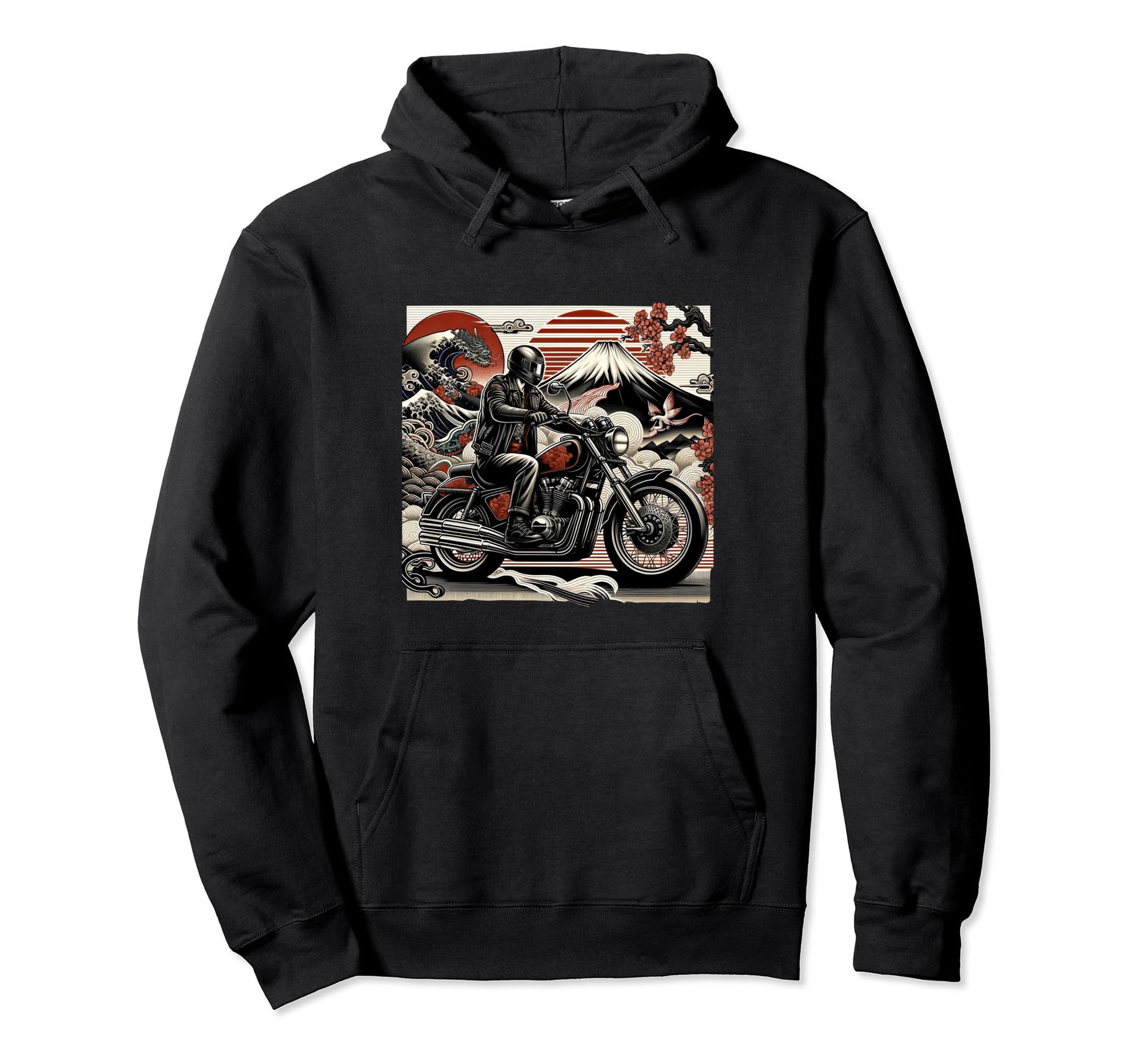 Japanese Inspired Biker Dad Hoodie - Fun Novelty Design Men Women - T-Shirt, Sweatshirt, Hoodie