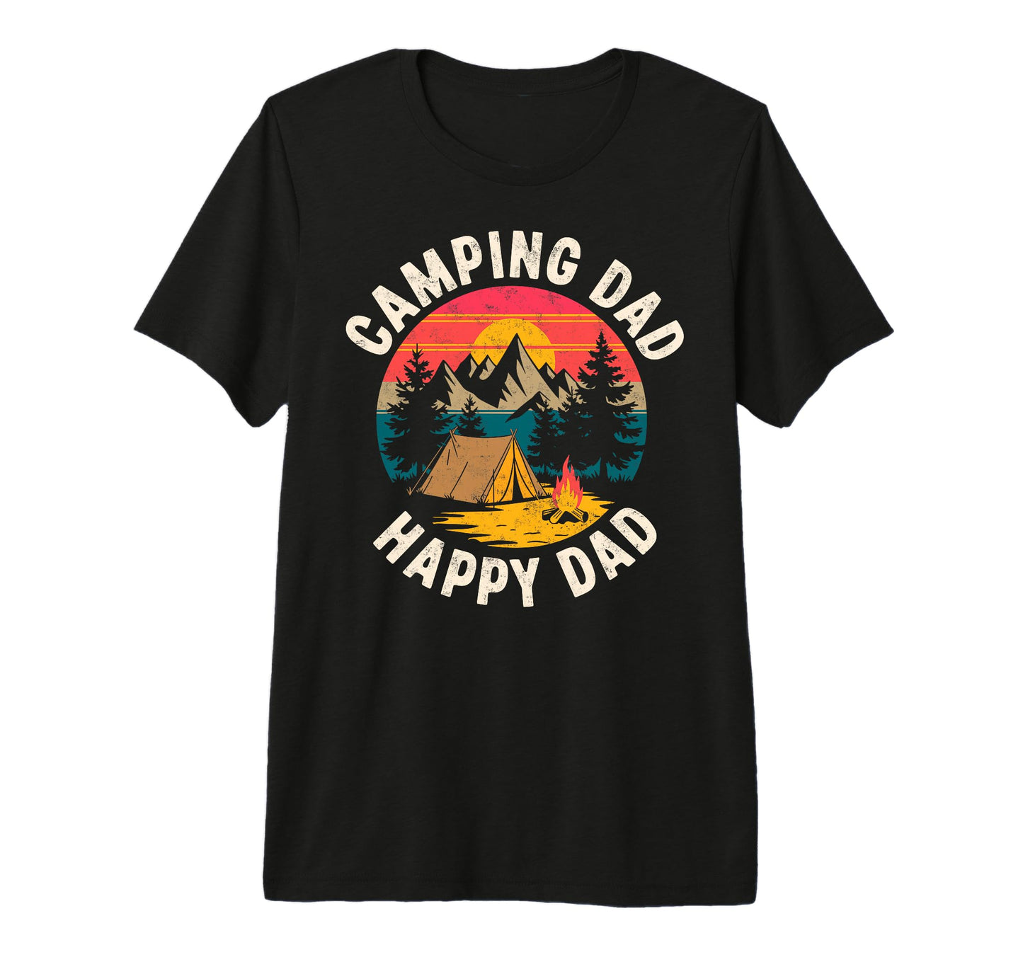 Camping Dad Tent Adventure Campfire Tri T-Shirt - Minimalist Print Unisex - T-Shirt, Sweatshirt, Hoodie