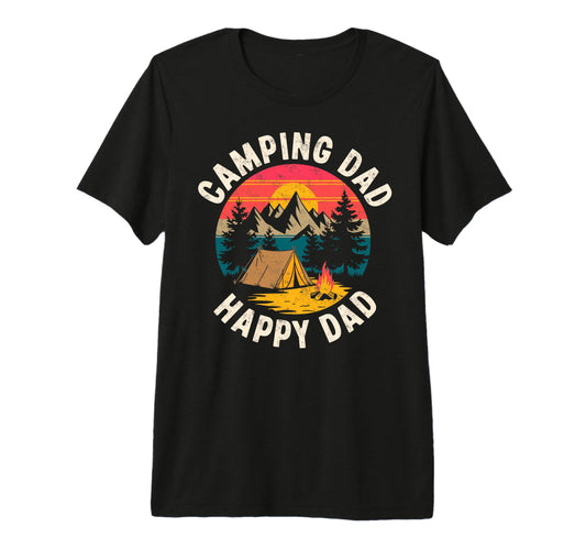 Camping Dad Tent Adventure Campfire Tri T-Shirt - Minimalist Print Unisex - T-Shirt, Sweatshirt, Hoodie