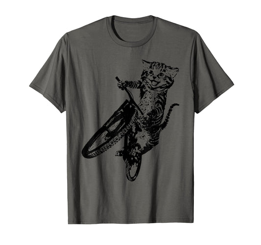Cat Bicycle Sport Bike Cycling T-Shirt - Custom Art Print for Adults - T-Shirt, Sweatshirt, Hoodie