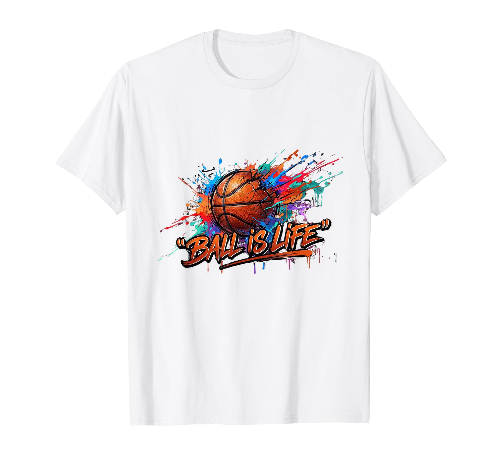 Watercolor Basketball Ball Graffiti T-Shirt - Casual Everyday Wear Unisex - T-Shirt, Sweatshirt, Hoodie