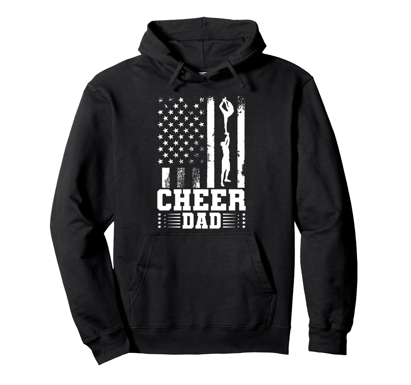 Cheer Dad Cheerleading American Flag Hoodie - Fun Novelty Design Men Women - T-Shirt, Sweatshirt, Hoodie