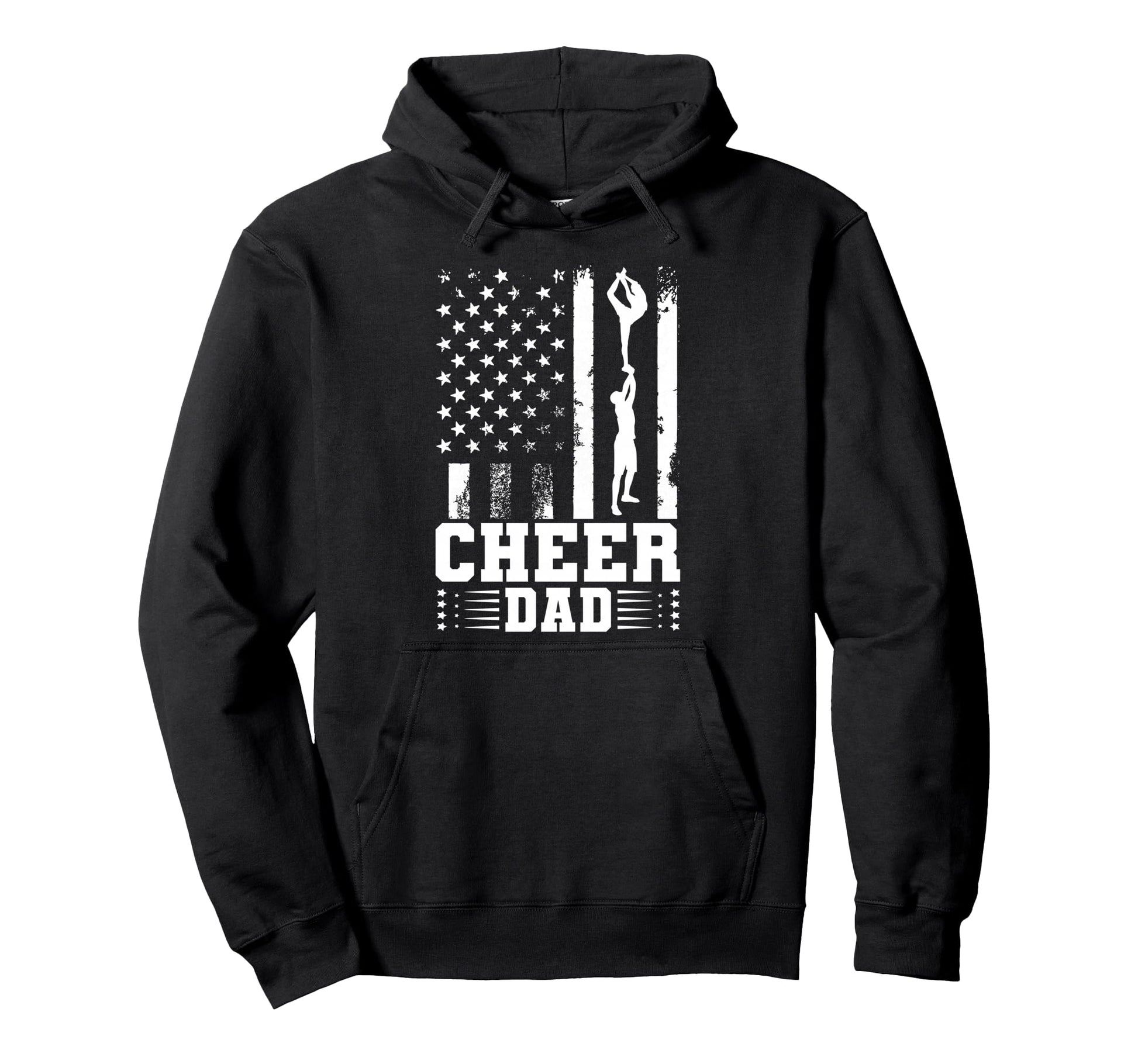 Cheer Dad Cheerleading American Flag Hoodie - Fun Novelty Design Men Women - T-Shirt, Sweatshirt, Hoodie