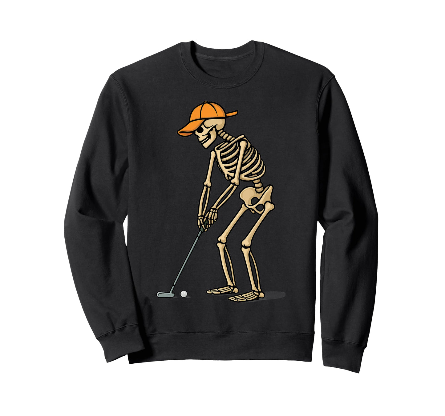 Halloween Skeleton Dad Golfer Putting Sweatshirt - Trendy Graphic Unisex - T-Shirt, Sweatshirt, Hoodie